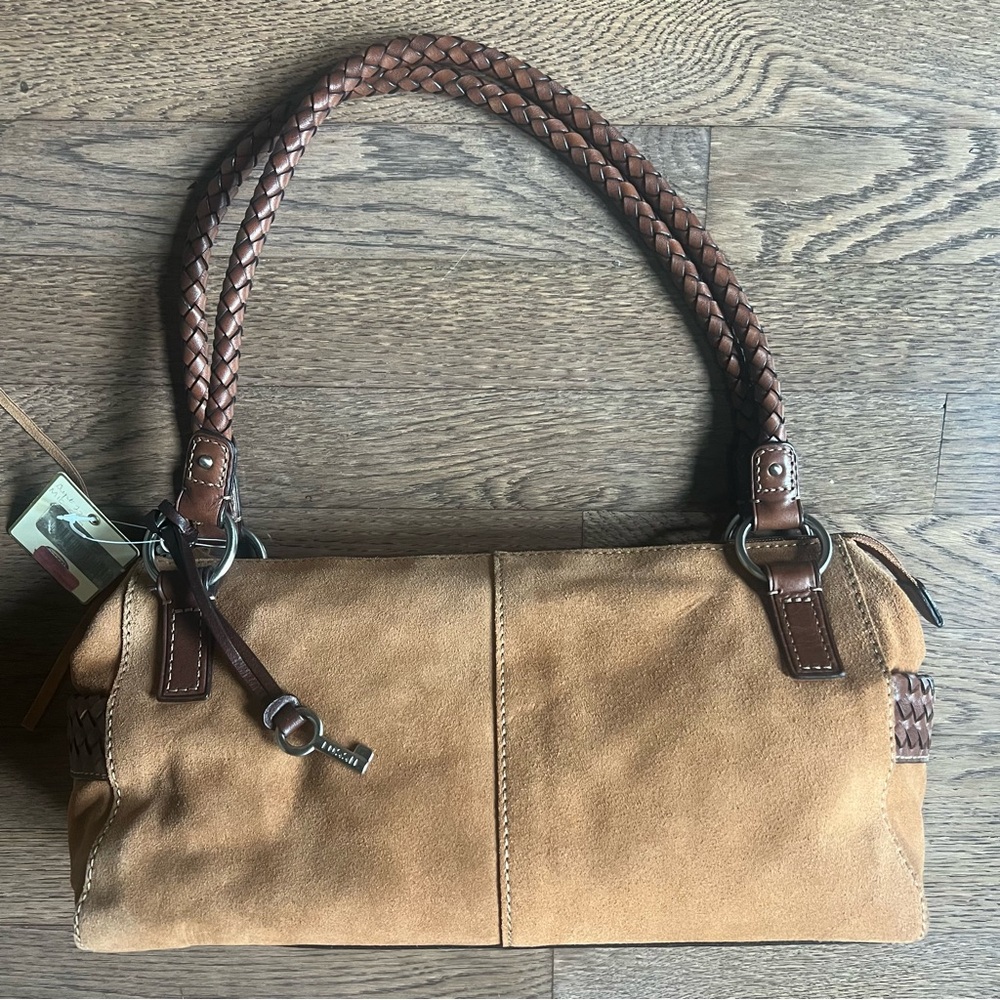 ‼️ SOLD ‼️Fossil Brown Suede Leather Shoulder Handbag - Picture 2 of 9